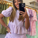 Lavender Checkered Ruffle Set