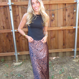 Brown Leopard Print Maxi Skirt