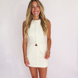 CREAM STRUCTURED WOVEN BUTTON DOWN SET