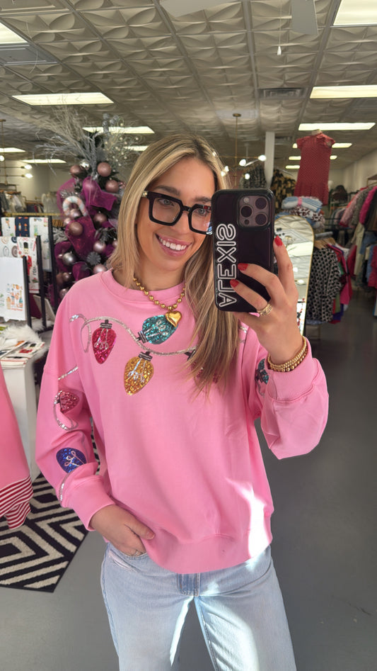 PINK EMBROIDERY OVERSIZED SWEATSHIRT