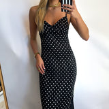 POLKA DOT PRINTED MIDI DRESS