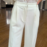 WHITE LACE TRIMMED DETAILED STRAIGHT TROUSERS