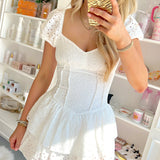 WHITE HEART NECK LACE DRESS ROMPER