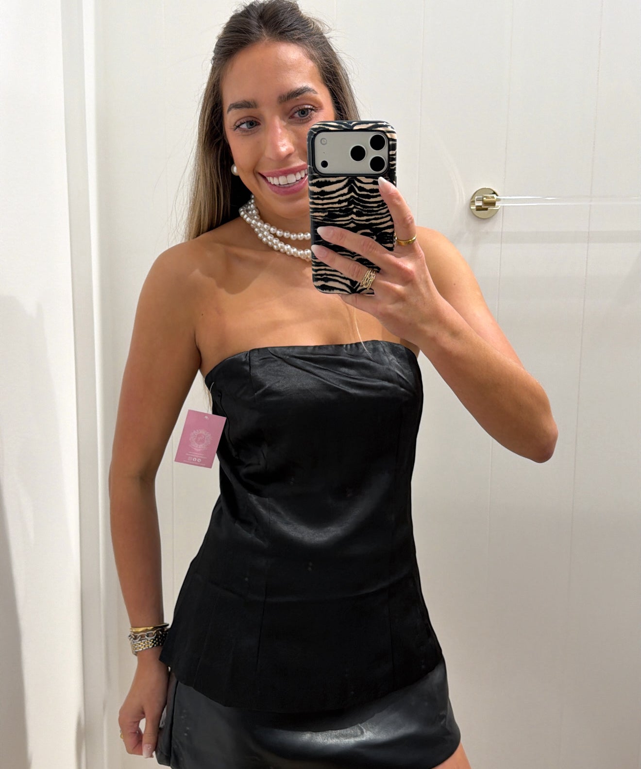BLACK SATIN TUBE TOP
