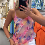 MULTI COLOR RUFFLE TANK