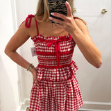 RED & WHITE GINGHAM SKORT SET