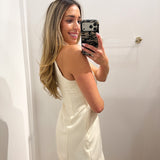 CREAM HALTER NECK MINI DRESS