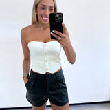 BLACK LEATHER LINED SHORTS (size large left)