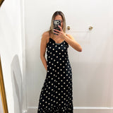 BLACK & CREAM POLKA DOT MAXI DRESS