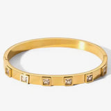 Diamond Square Bangle Bracelet Water Resistant