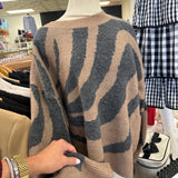 Zebra Mocha Long Sleeve Sweater