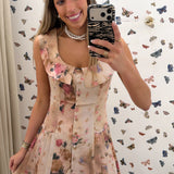 LIGHT PINK FLORAL COLLARED DRESS
