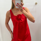LBK RED A LINE 3D ROSE MINI DRESS