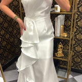 Ivory Straight Neckline Maxi Dress