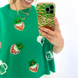 GREEN SEQUIN LEPRECHAUN TEE