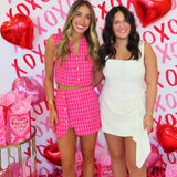 Pink Houndstooth Button Set