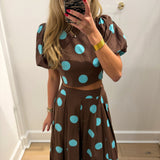 BROWN & BLUE POLKA DOT MAXI SET