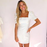 WHITE SHIMMER JACQUARED MINI DERSS