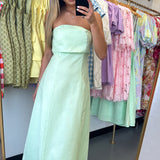Pistachio Strapless Linen Maxi Dress