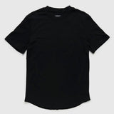 BLACK S/S SCOOP BOTTOM JERSEY TEE