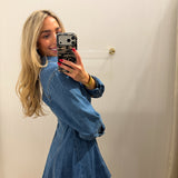 DENIM LONG SLEEVE BUTTON DRESS