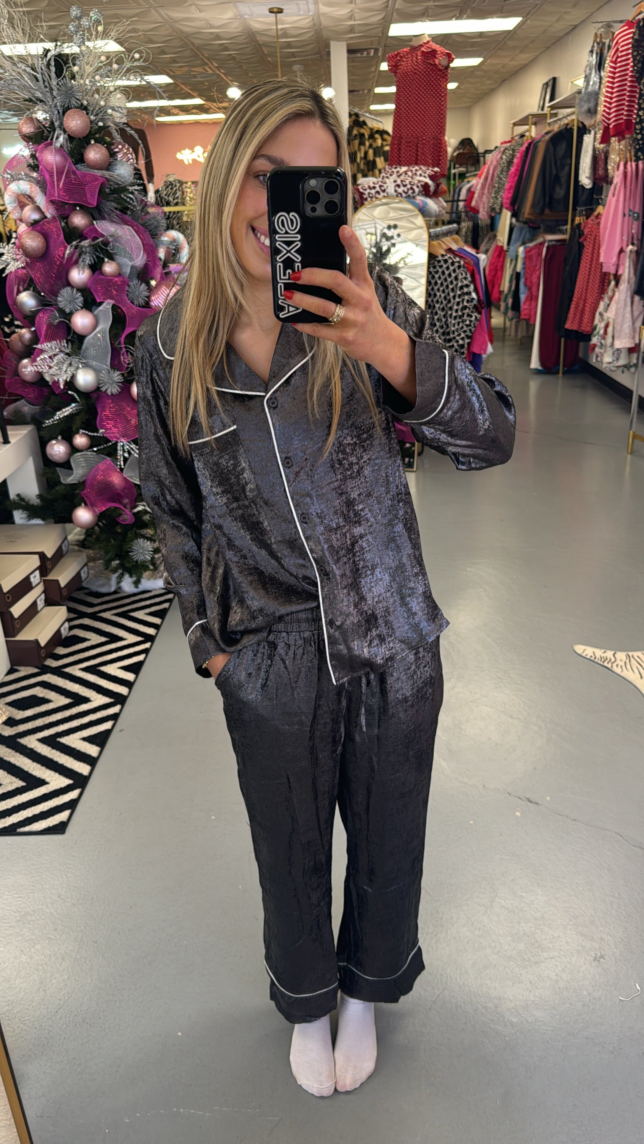 SILVER METALLIC PAJAMA SET