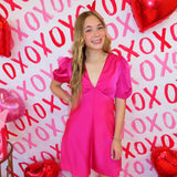 Fuchsia Puff Sleeve Mini Dress