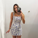 PURPLE & WHITE JACQUARD MINI DRESS