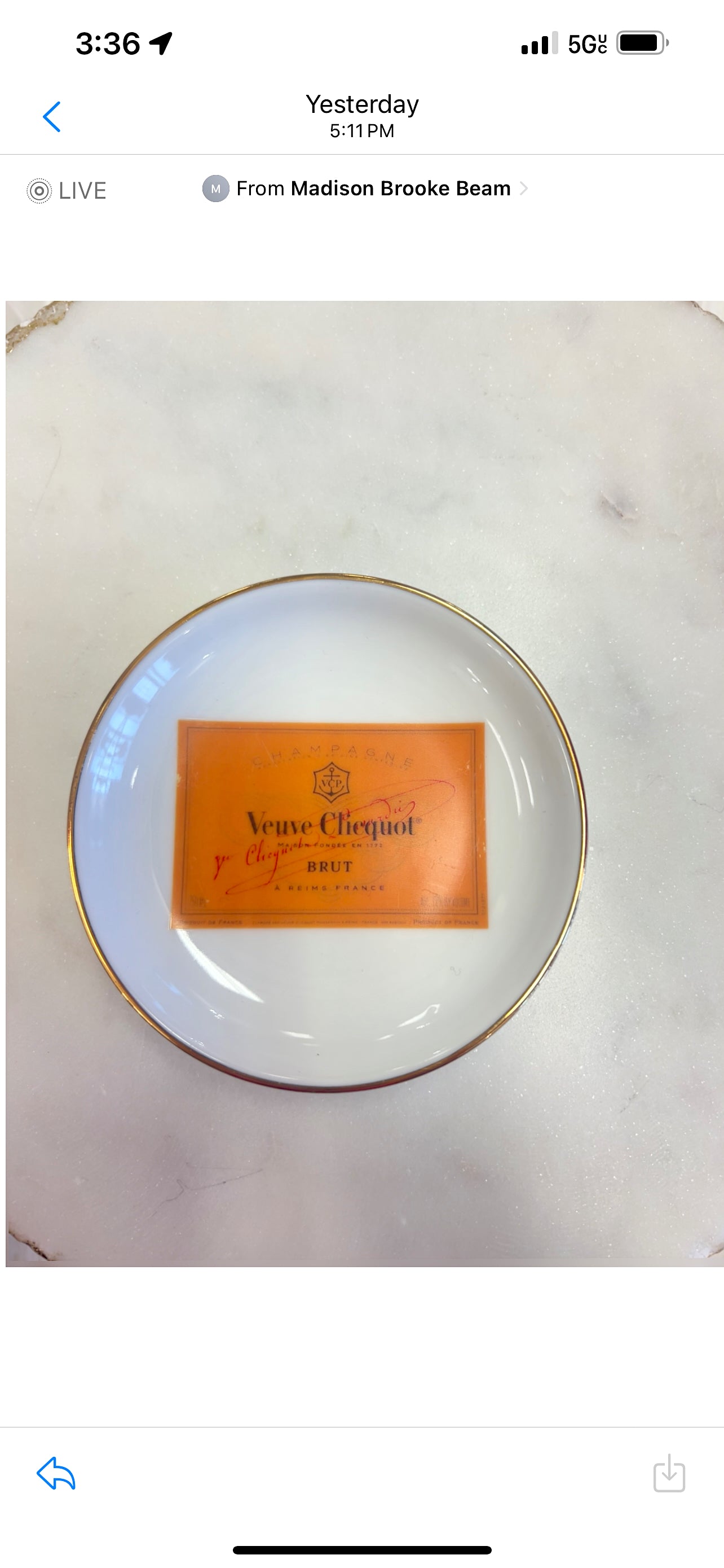 CIRCLE GOLD RIM ORANGE VEUVE CLICQUOT TRAY