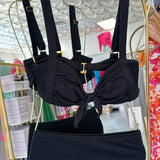 BLACK TEXTURED HIGH WAISTED BIKINI