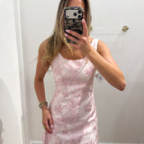PINK & SILVER JACQUARD MINI DRESS