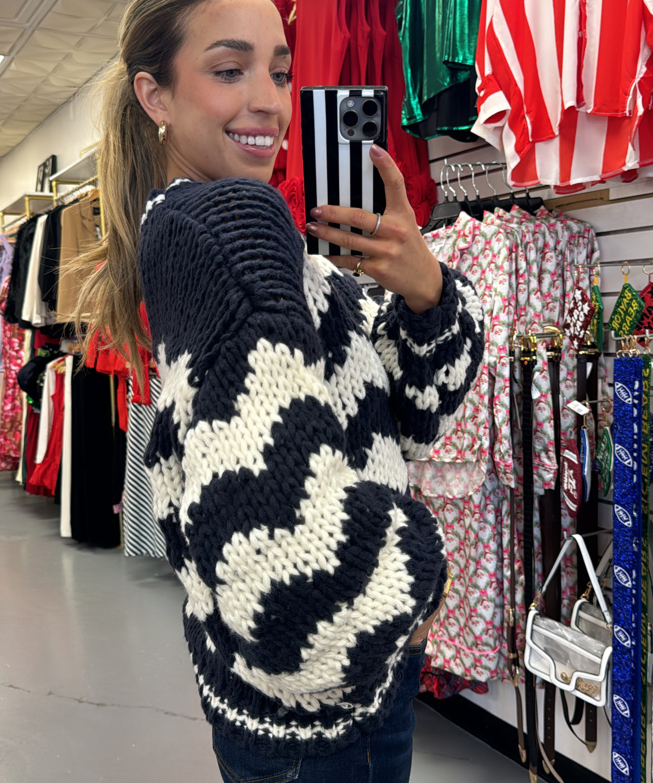 NAVY / WHITE CHUNKY KNIT SWEATER