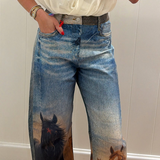 LBK HORSE PRINT DESIGN JEANS