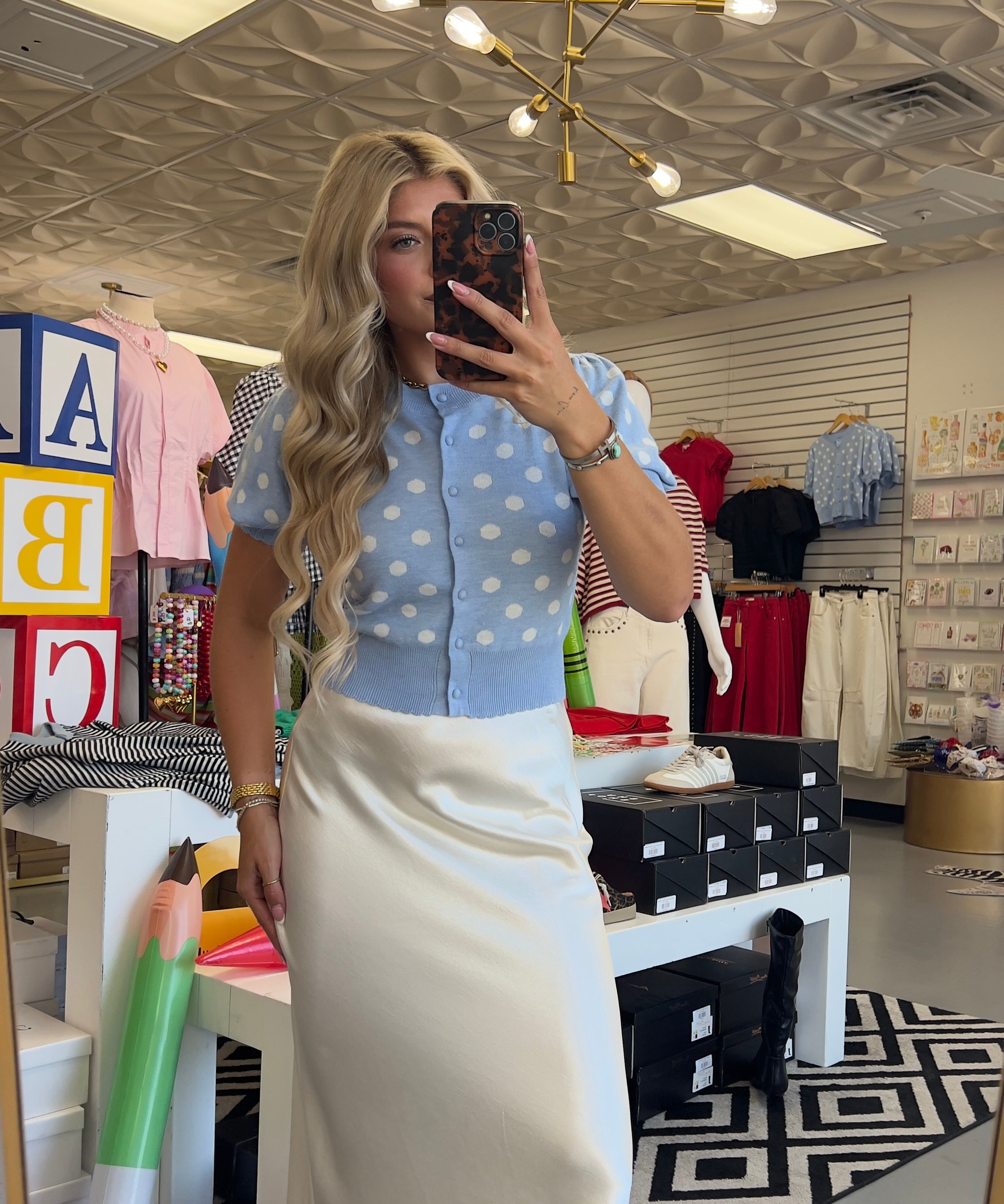 BABY BLUE POLKA DOT CARDIGAN