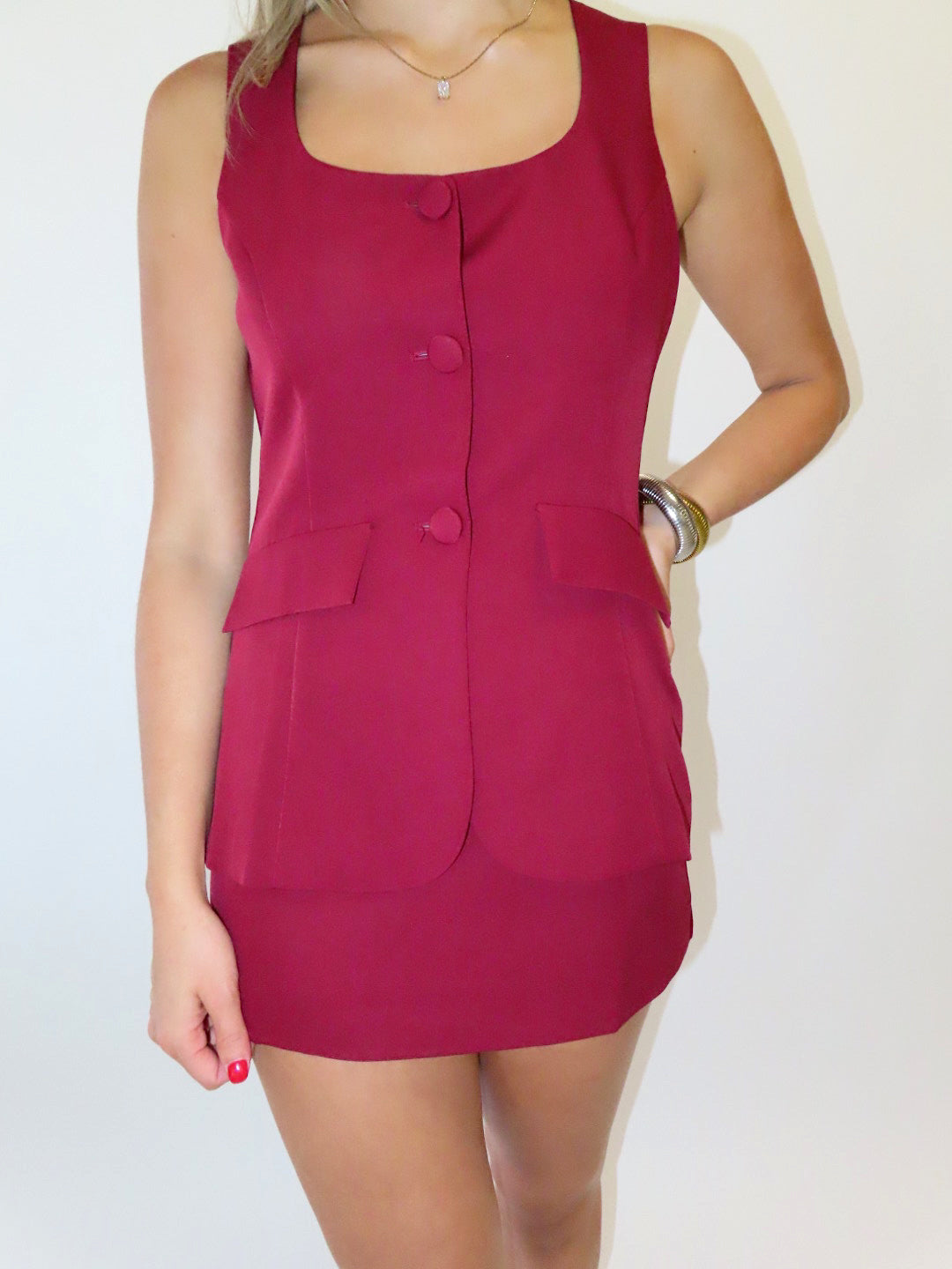 MAROON BUTTON UP ROMPER