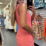 CORAL SCALLOPED BEACH BUTTON DRESS
