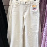 RISEN - CREAM TUMMY CONTROL MID RISE WIDE LEG JEANSE