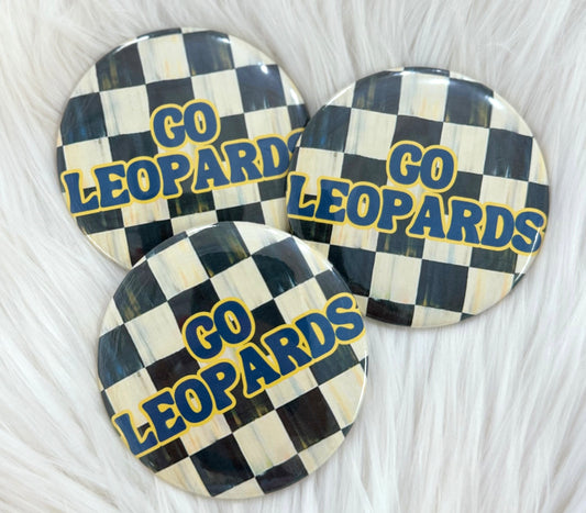 GO LEOPARDS CHECKERED BUTTON