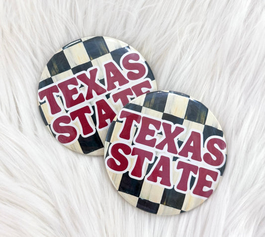 TEXAS STATE CHECKERED BUTTON