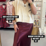 Burgundy Satin Semi Flare Maxi Skirt