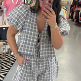 BLACK PLAID TIE STRETCH SET