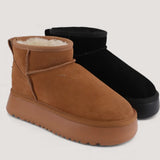 Tan Chic Leather Mini Fur Boots