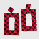 RED/ BLACK CHECKERED EARRINGS