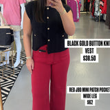 Red JBD Mini Patch Pocket Wide Leg