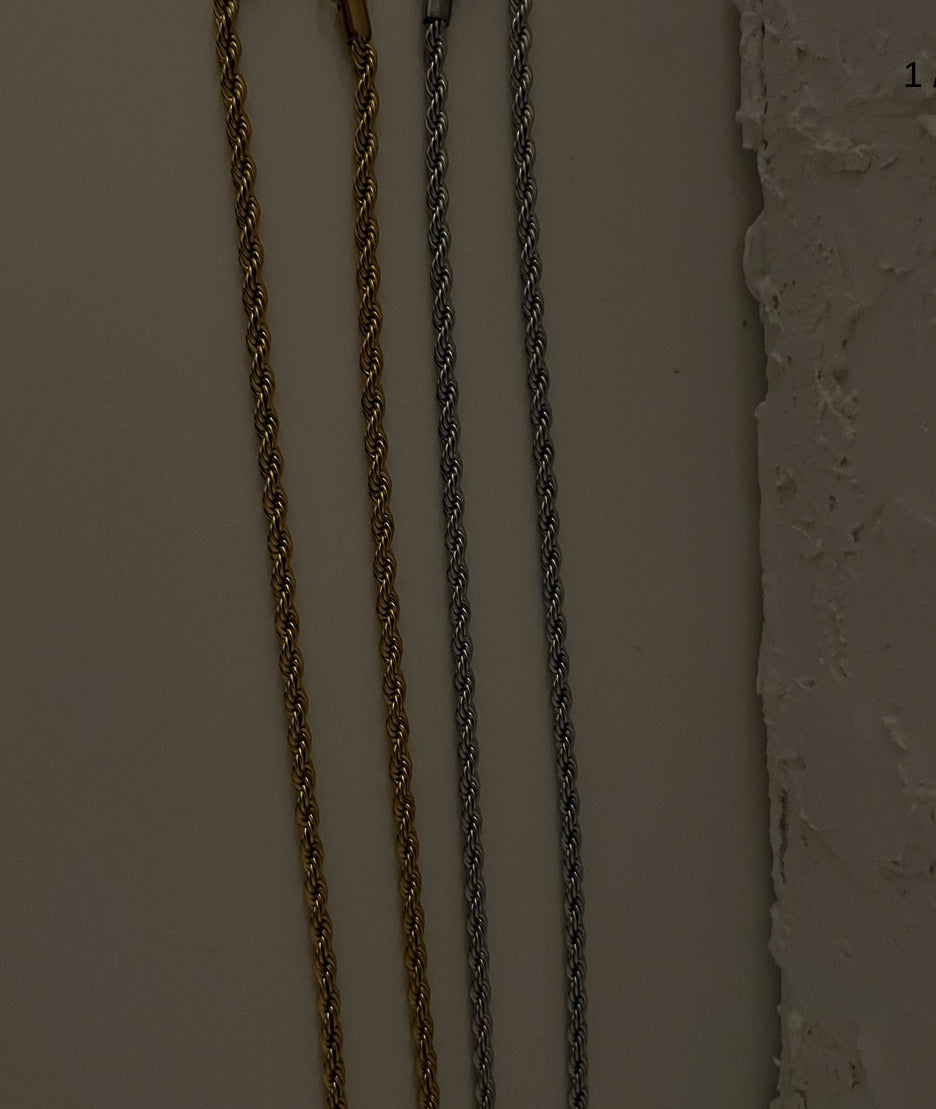 MENS SILVER ROPE CHAIN NECKLACE