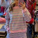 LBK PINK MULTI STRIPE LOUNGE SET