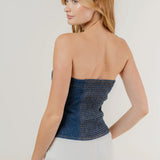 Denim Strapless Button Corset Top