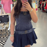 DENIM BELTED MINI DRESS