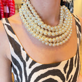CREAM CHUNKY BEADED LAYERED NECKLACE