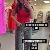 LEOPARD PRINT STRAIGHT FIT JEANS